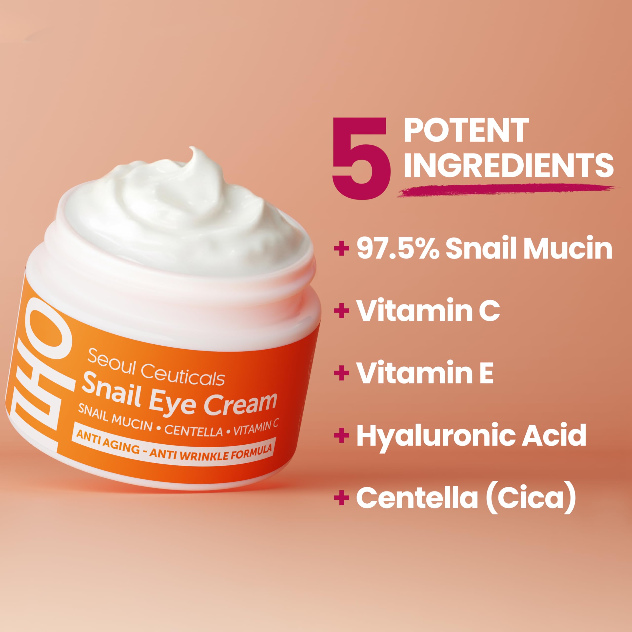 Application closeup of SeoulCeuticals snail mucin eye cream around eye area