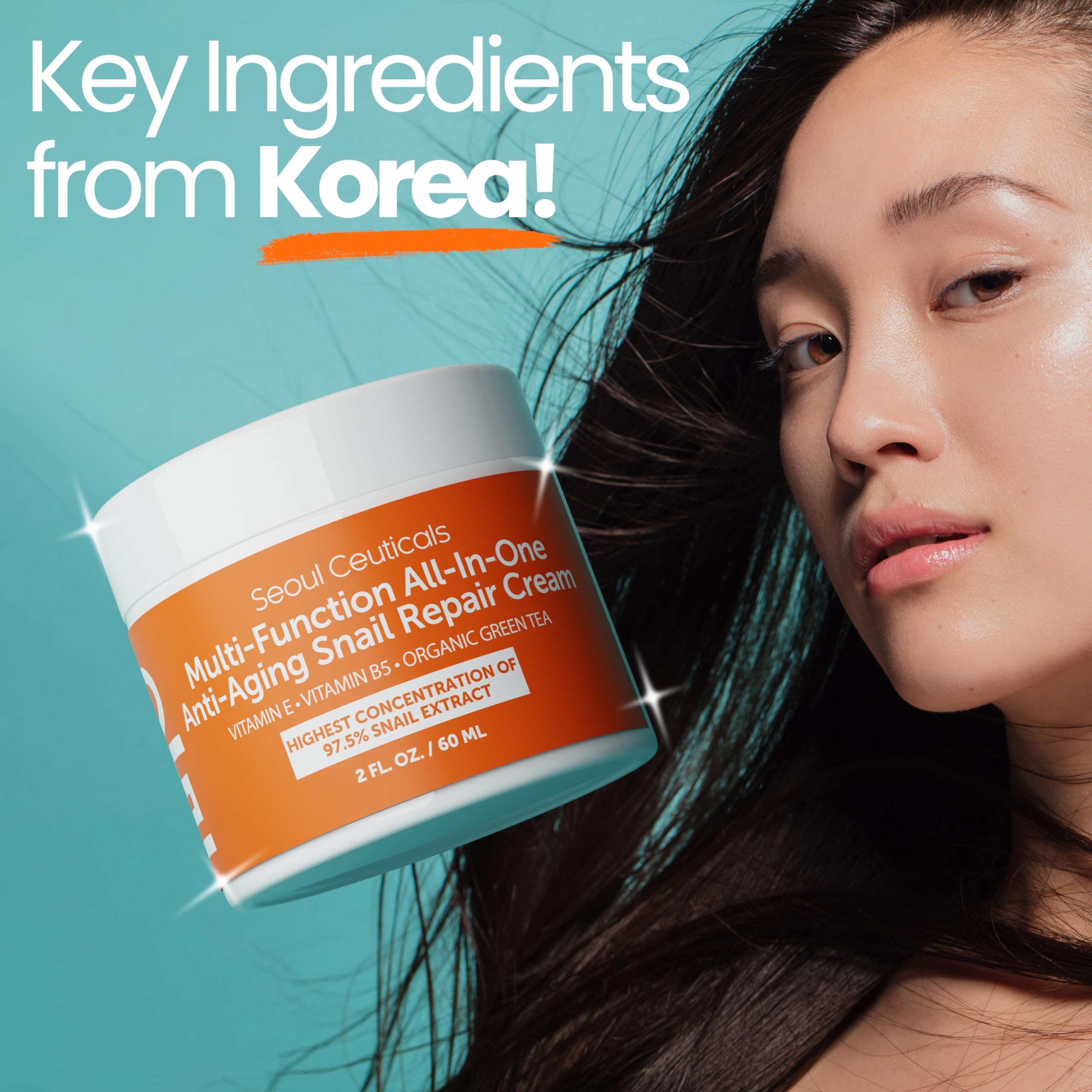 SeoulCeuticals snail mucin moisturizer bottle with pump ready for daily regimen.