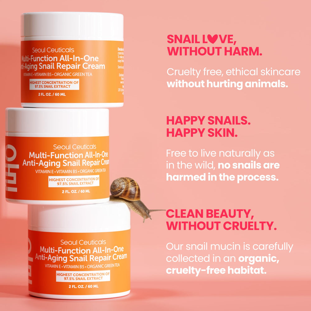 SeoulCeuticals Snail Mucin Moisturizer day routine scene highlights lightweight feel for daytime wear.