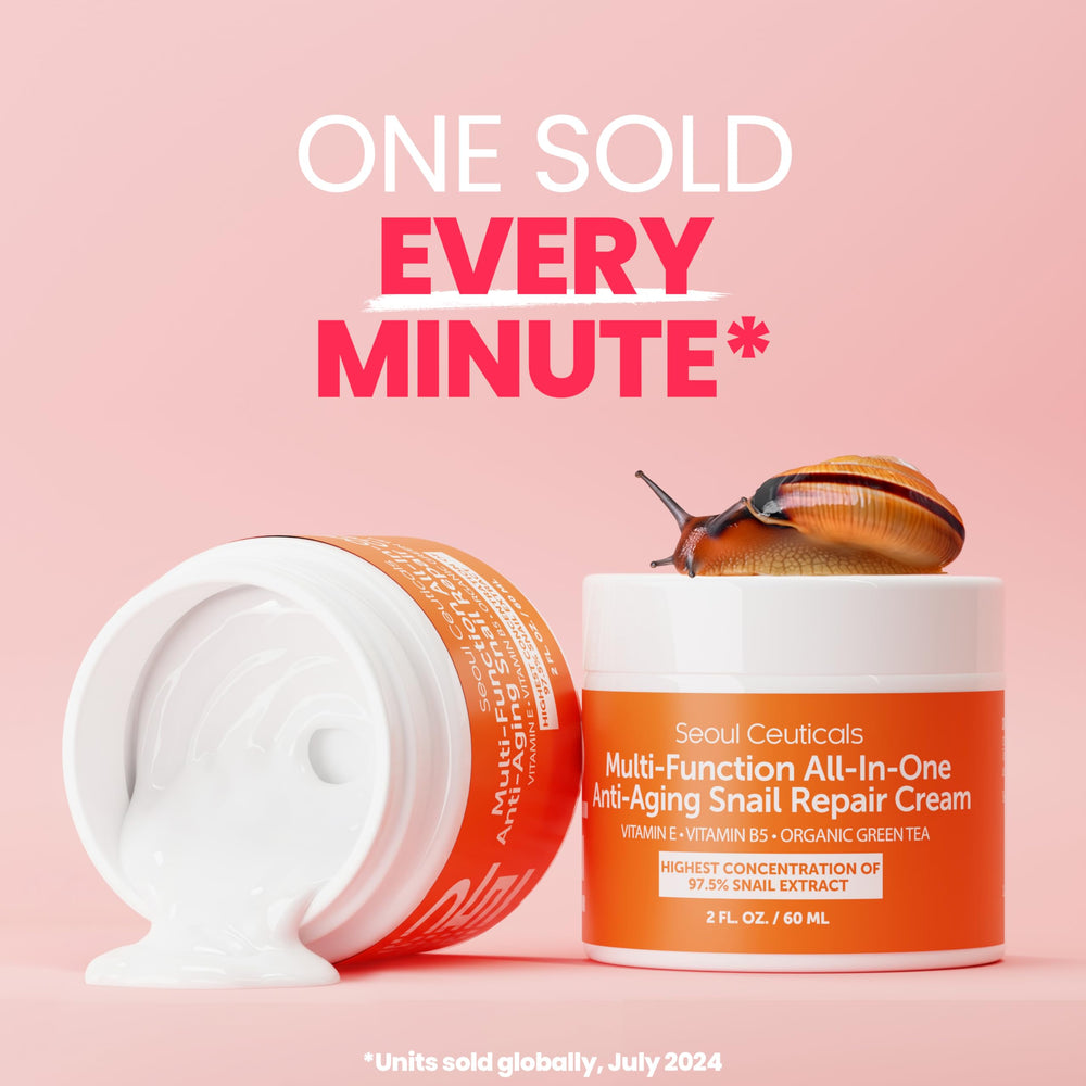 SeoulCeuticals snail mucin moisturizer being spread on skin for hydration.