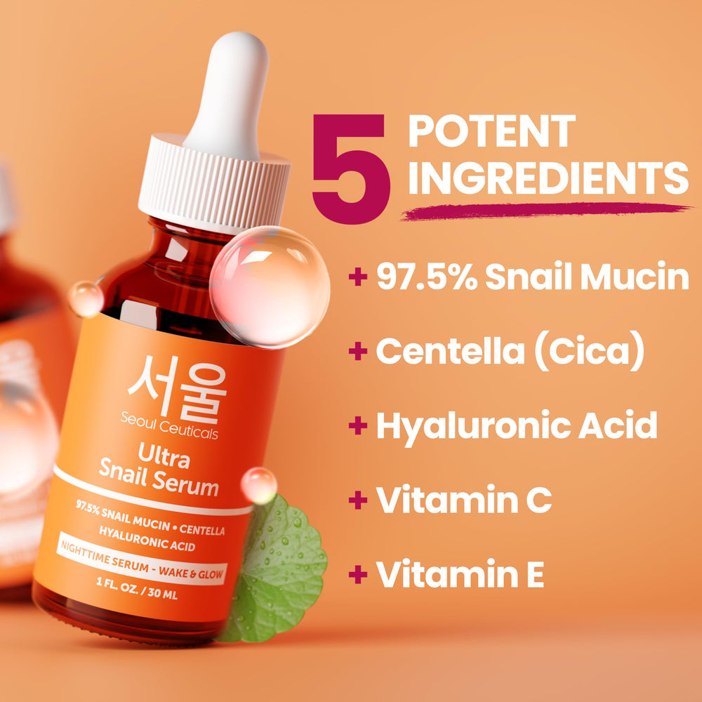 SeoulCeuticals snail mucin serum with hyaluronic acid provides lightweight moisture