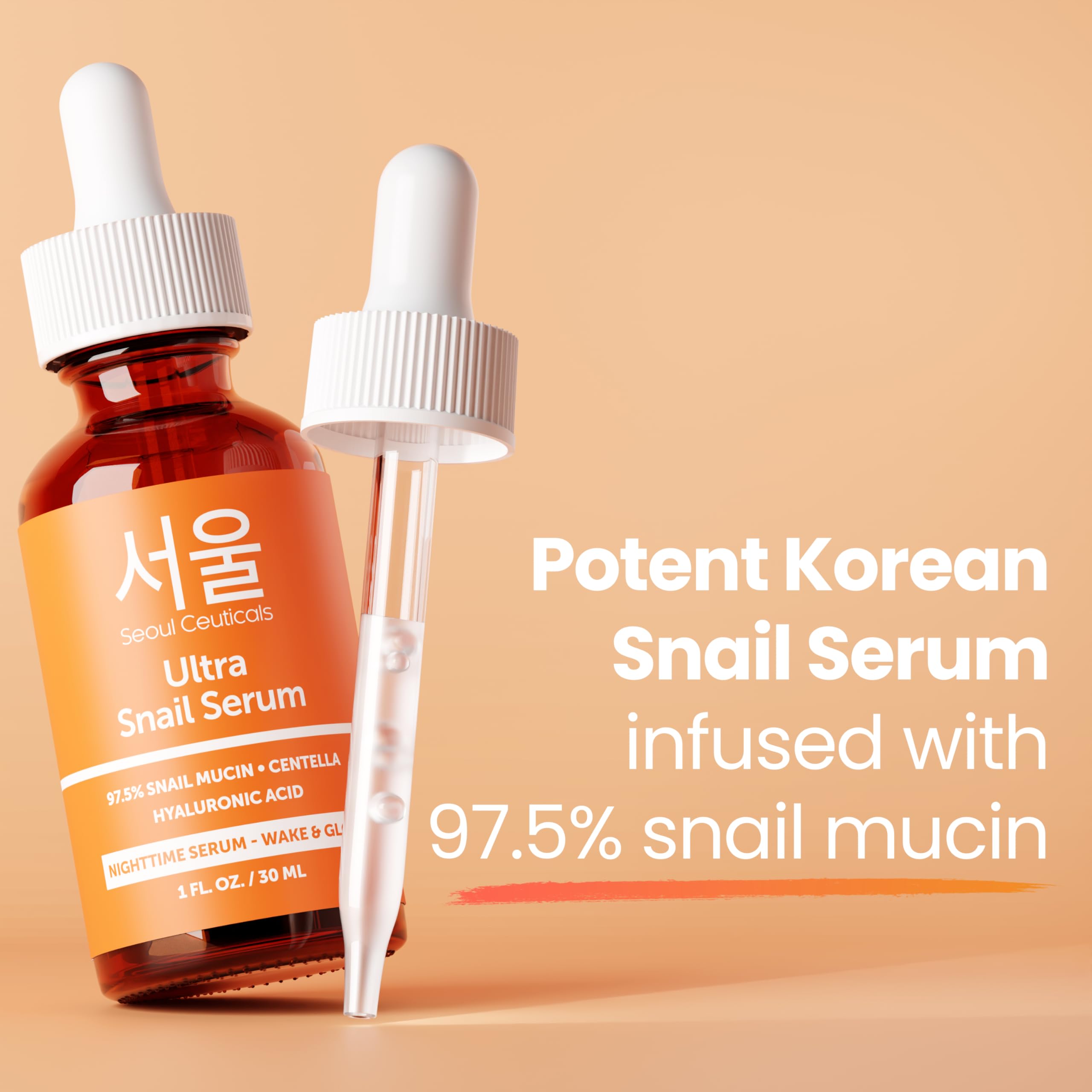 SeoulCeuticals snail mucin serum vitamin C panel hints brightening support