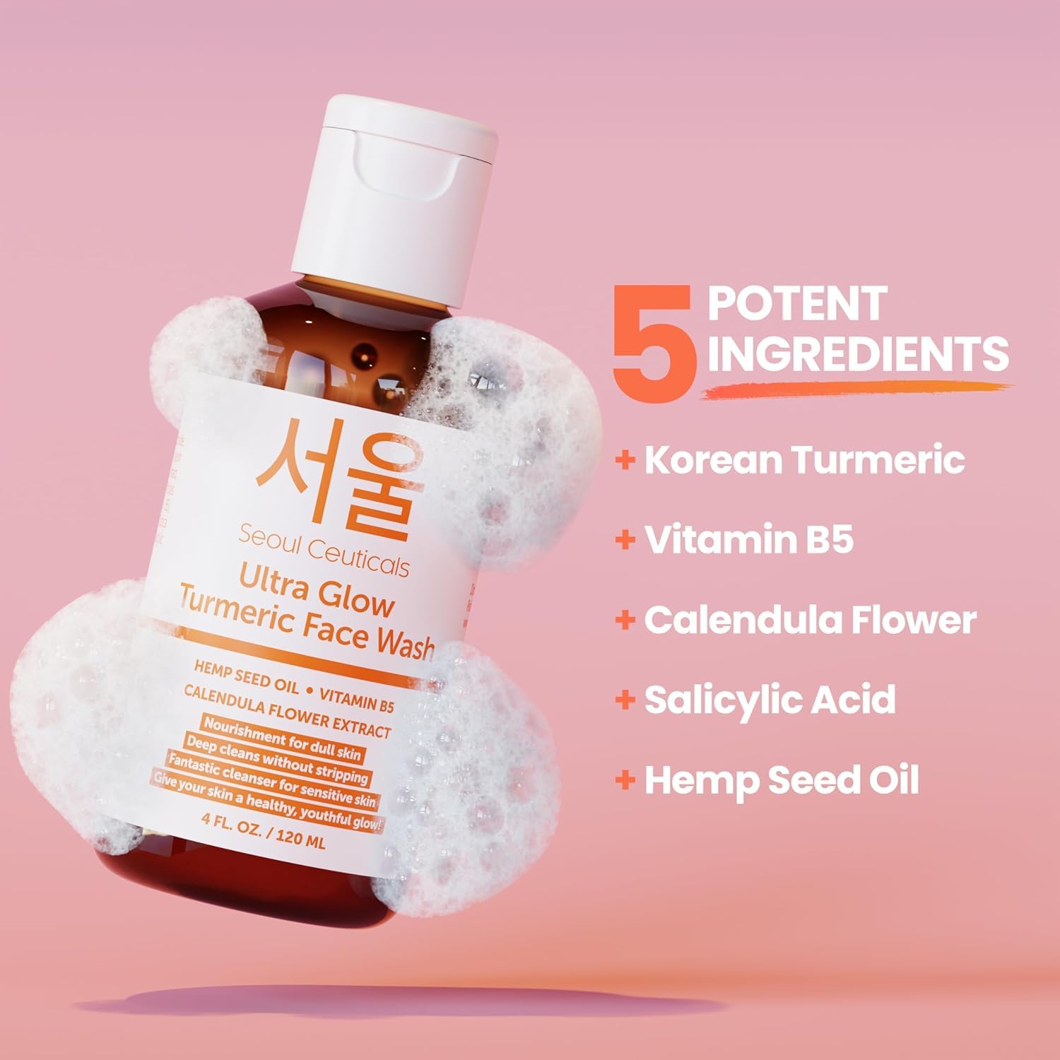 SeoulCeuticals turmeric face wash close-up texture indicates gentle, hydrating formula