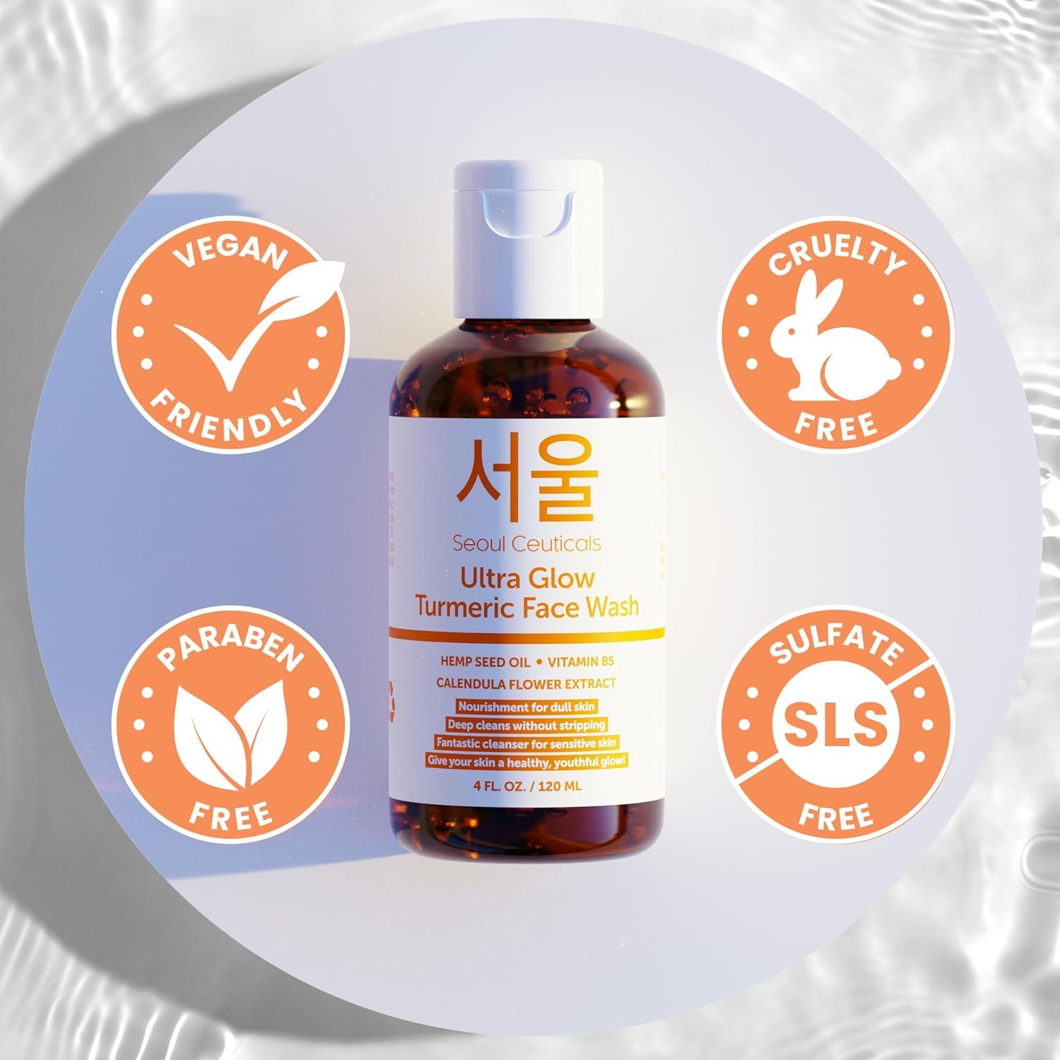SeoulCeuticals turmeric face wash fragrance-free label appeals to sensitive skin shoppers