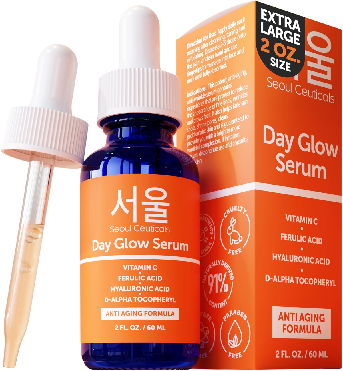 SeoulCeuticals Vitamin C Serum 20% bottle showcased for brightening and hydration.