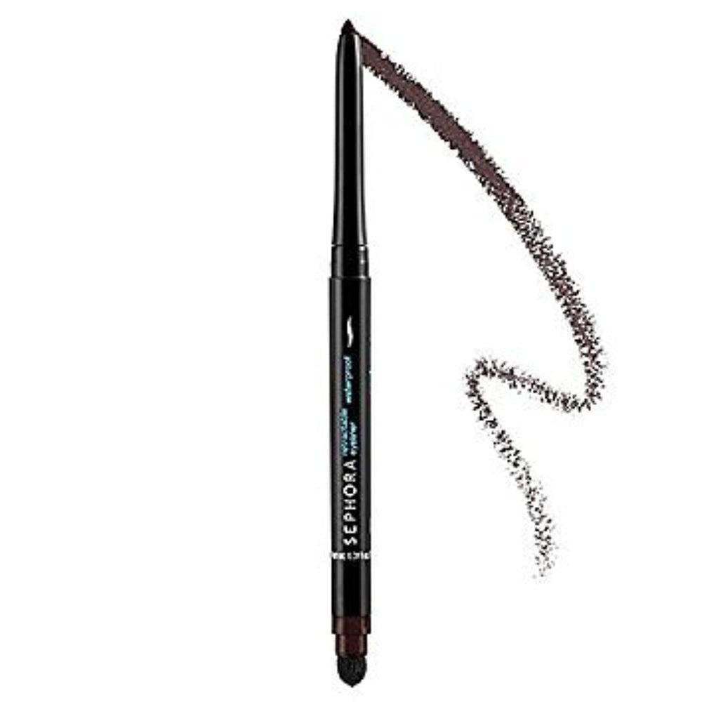 SEPHORA Collection retractable eyeliner #10 Matte Brown Black swatch demonstrates budge-resistant color.