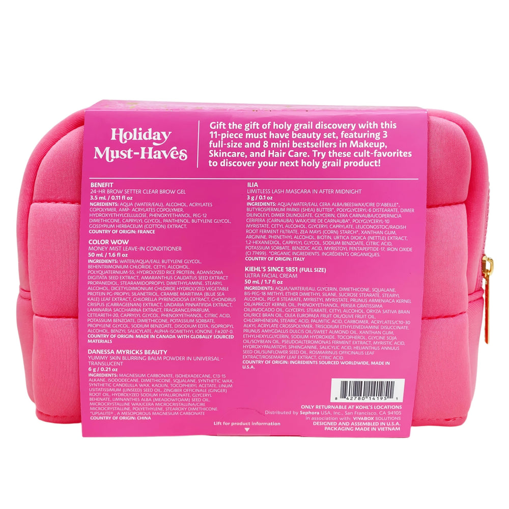 Close-up of Sephora Favorites Holiday Must-Haves set showing makeup, skincare, and haircare picks for gifting inspiration