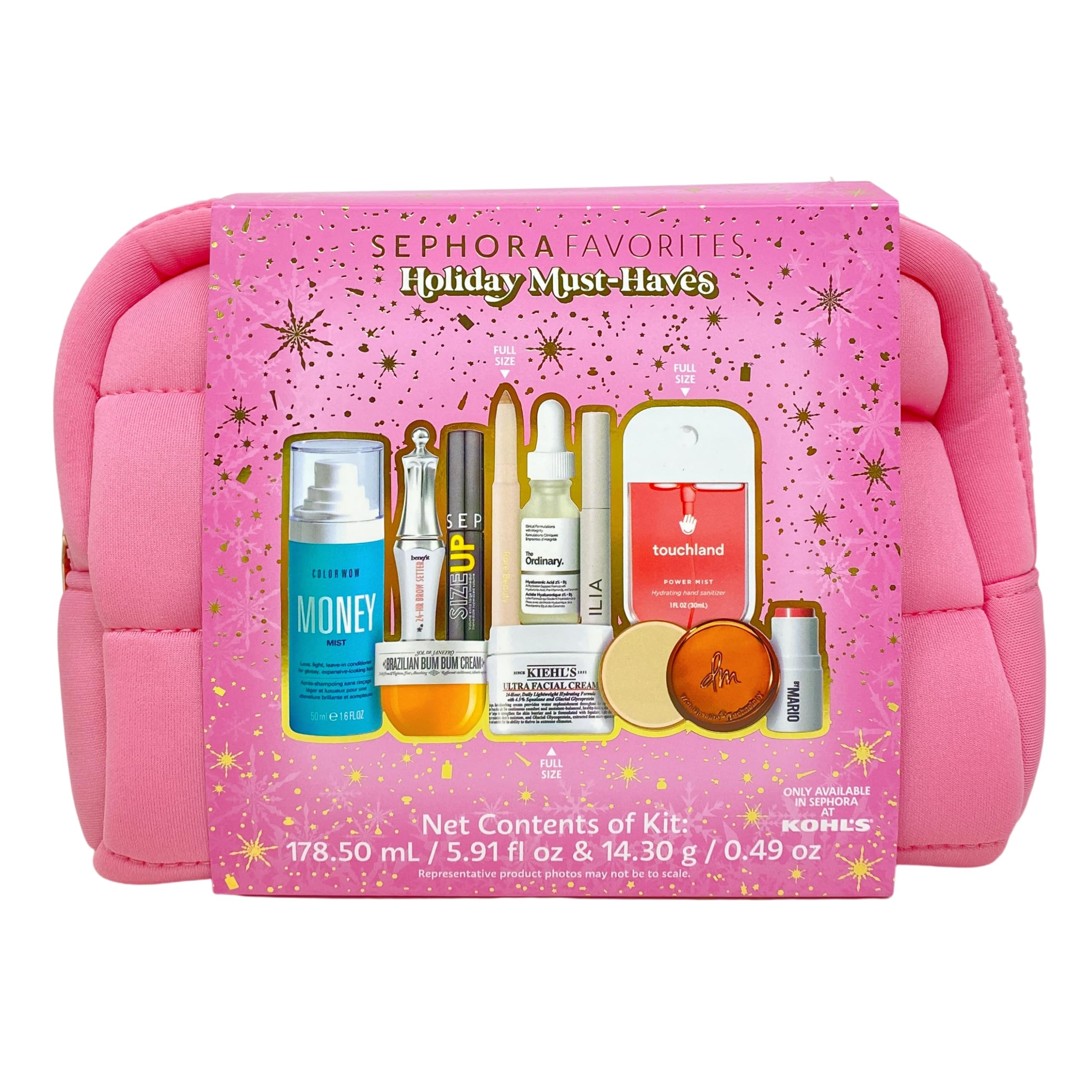 Sephora Favorites Holiday Must-Haves pink gift bag with full-size and mini favorites for discovery