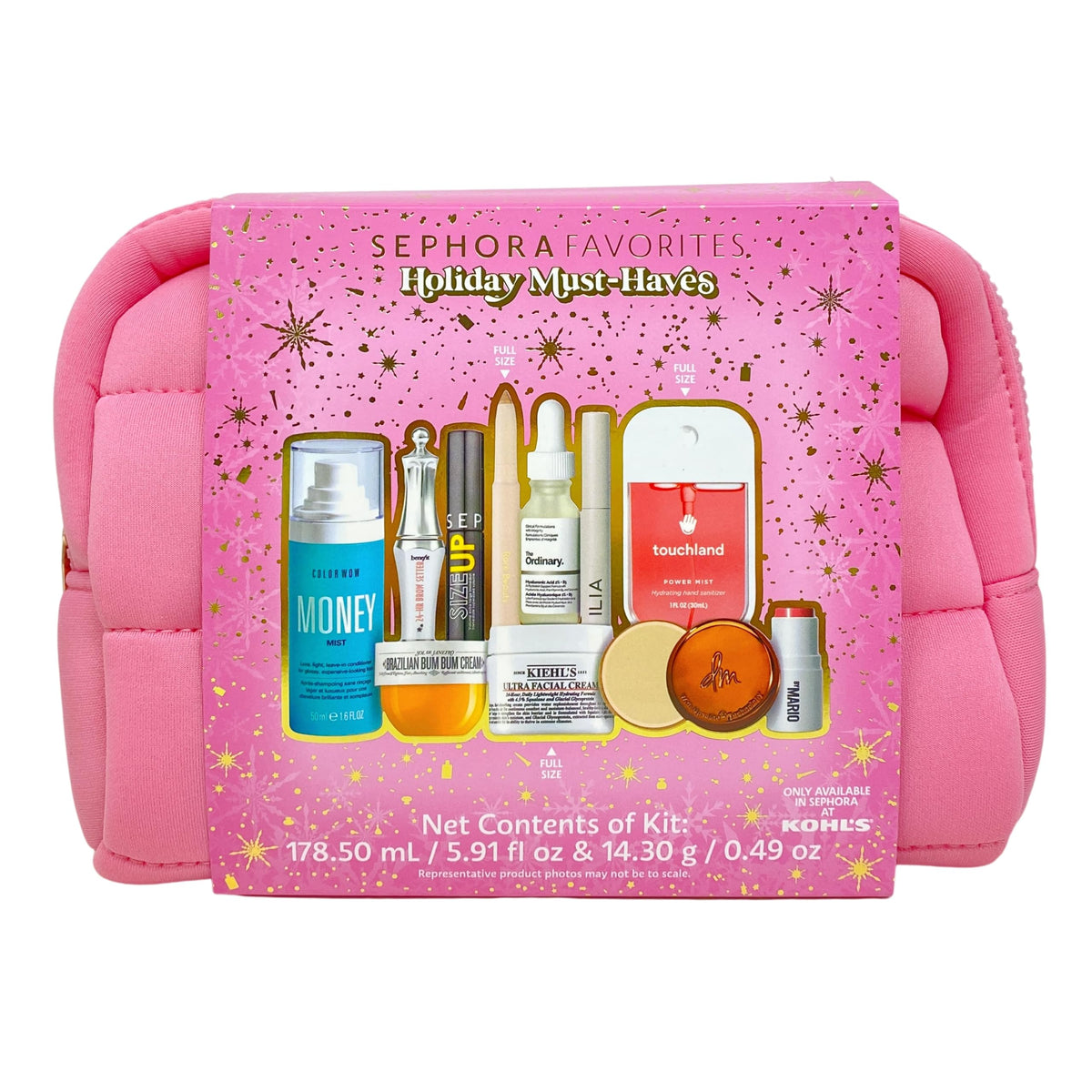 Sephora Favorites Holiday Must-Haves pink gift bag with full-size and mini favorites for discovery