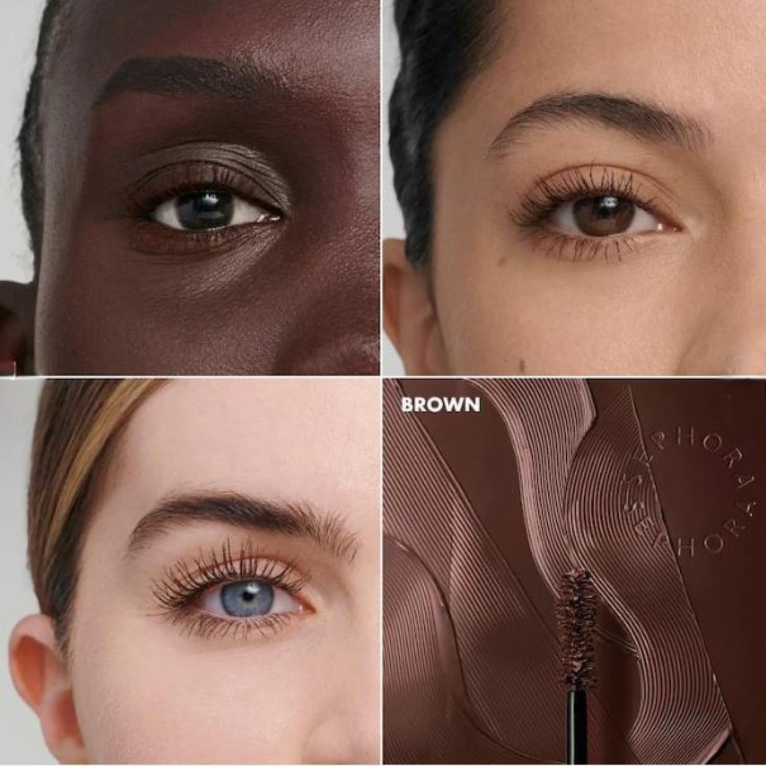 Sephora Favorites Size Up Volumizing Mascara brown tube front showcases long-lasting vegan formula option.