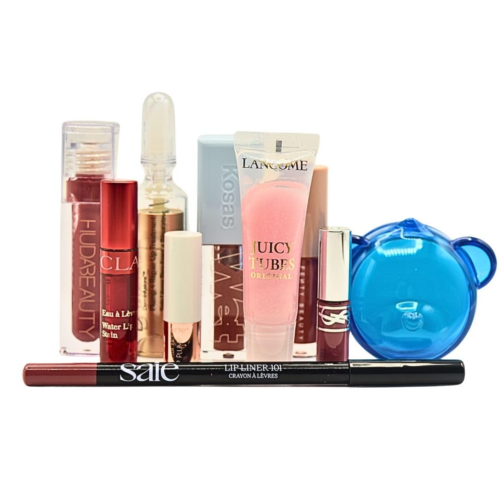 Saie lip oil bottle paired with vibrant lip color for hydration