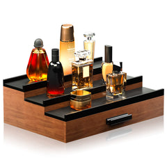 Sephyroth Cologne Organizer 3-tier bamboo with drawer front for tidy vanity and easy access