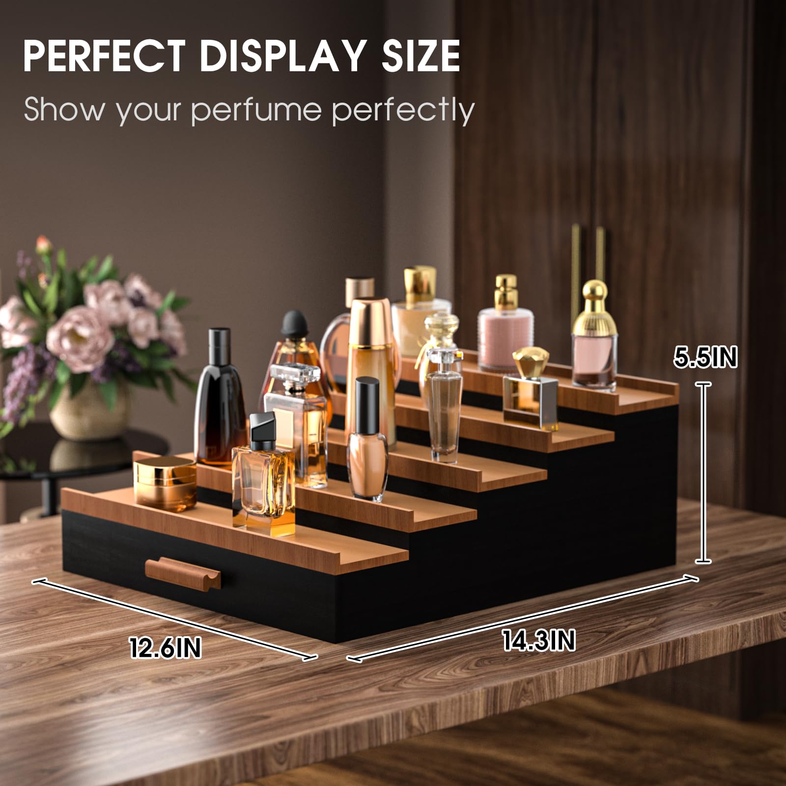 Sephyroth 5-Tier Bamboo Organizer with hidden storage for valuables.