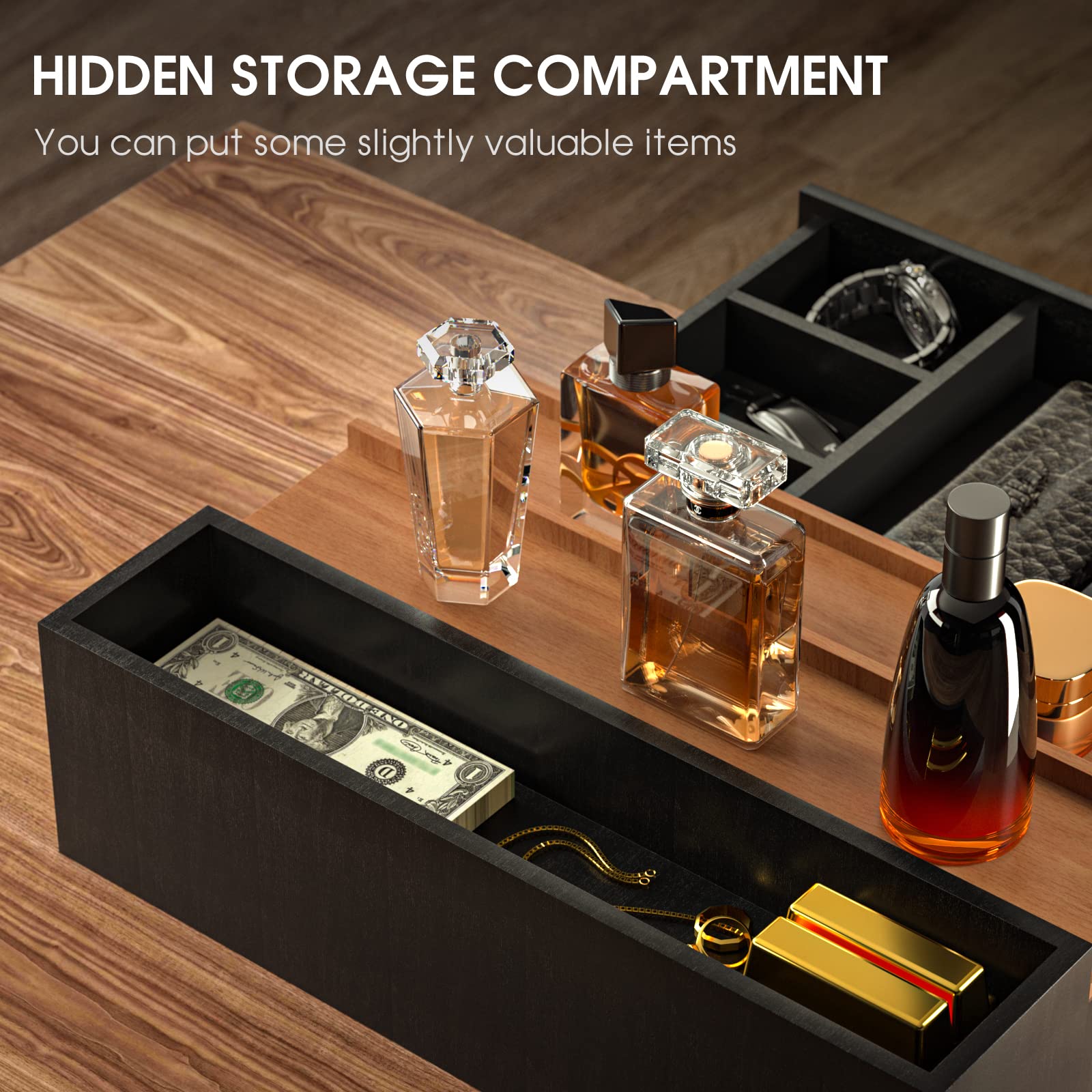 Sephyroth dressing-table setup shown with bottles and accessories neatly arranged.
