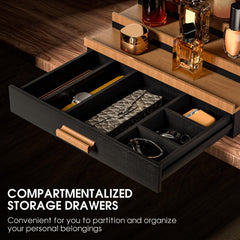 Sephyroth Bamboo Cologne Drawer with dividers keeps small accessories organized.