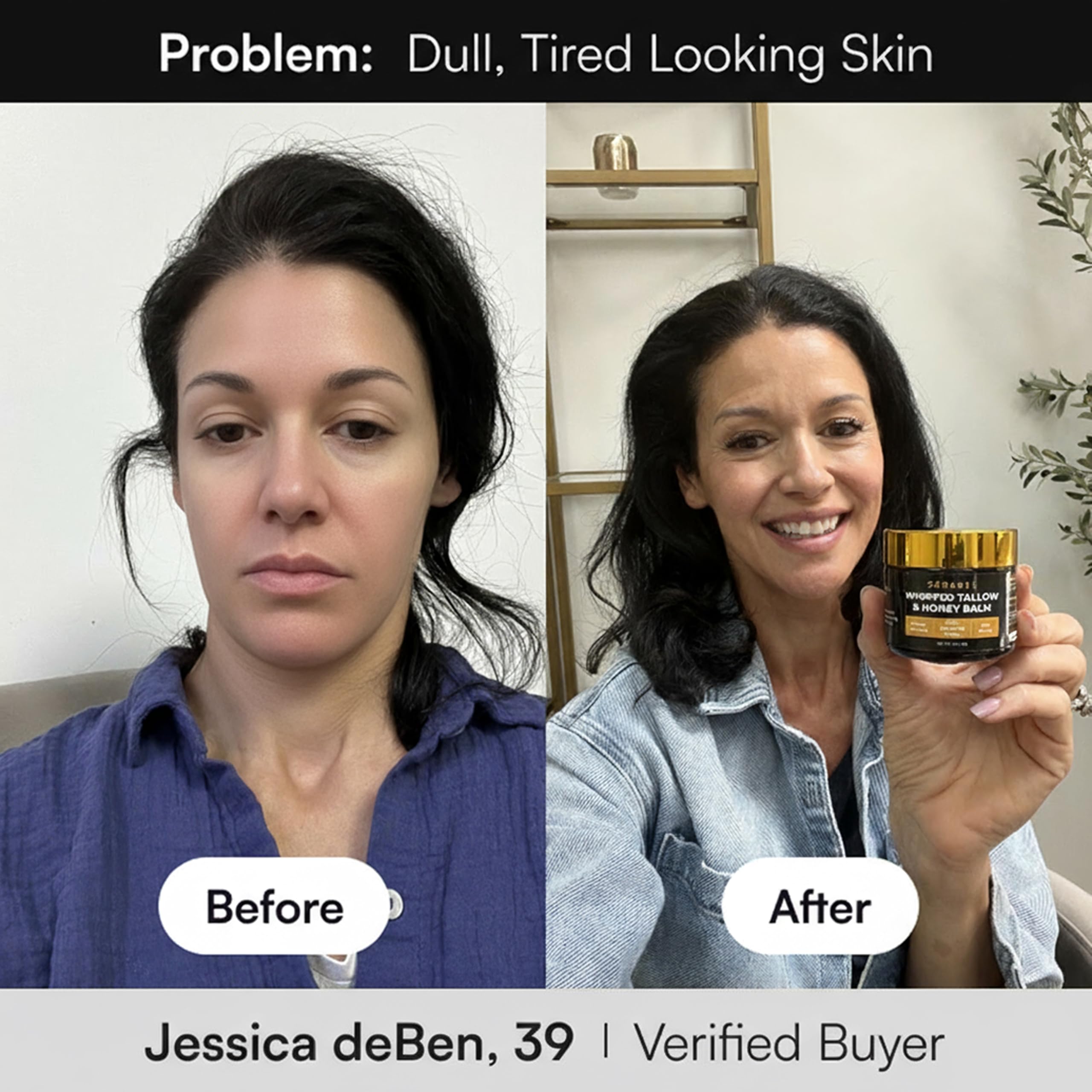 serabel tallow and honey balm face application demonstrates smooth daily moisture.