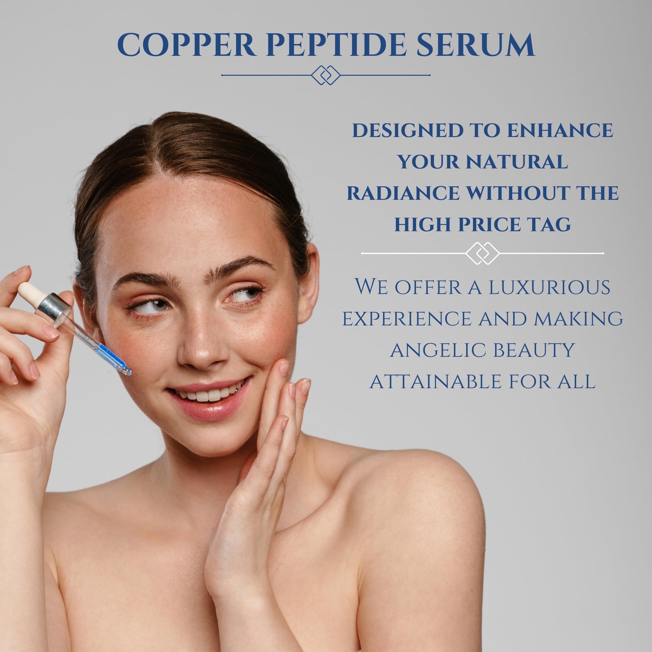Seraphime copper peptides serum hyaluronic acid drop emphasizes plumping hydration.