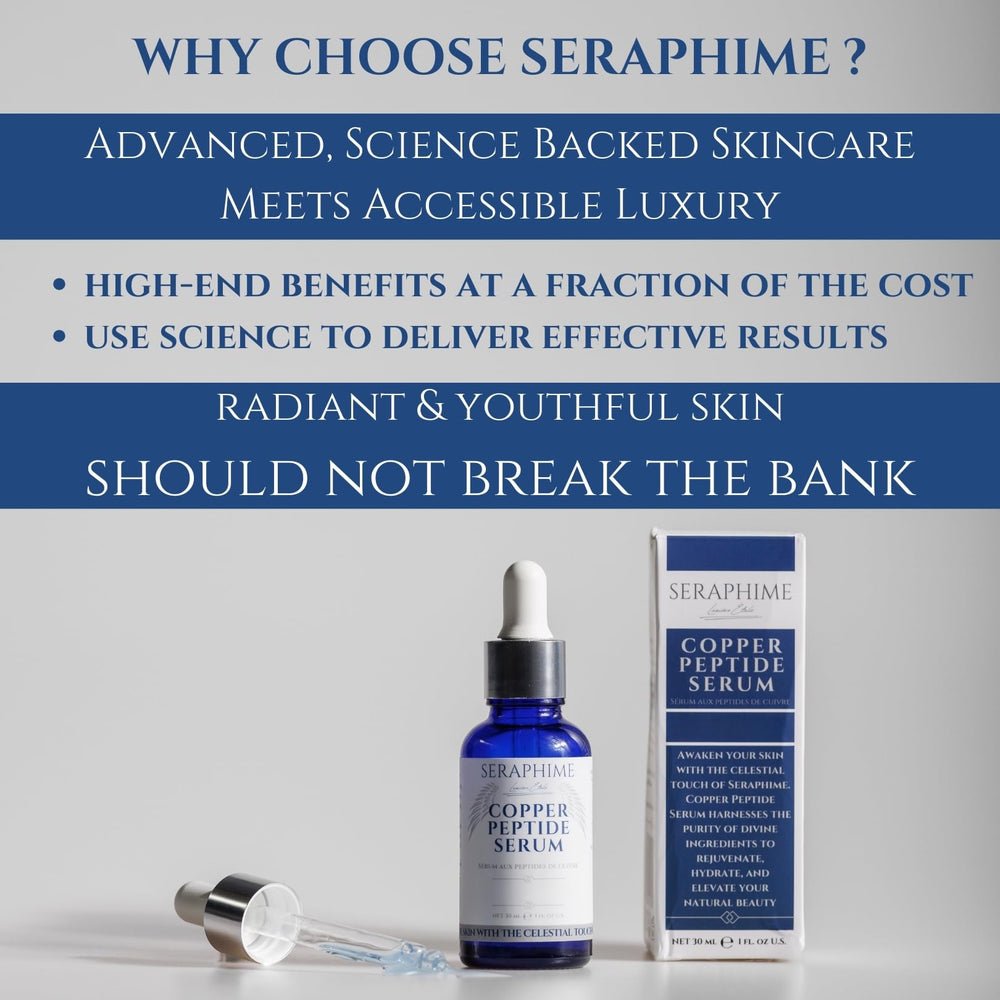Seraphime copper peptides serum lightweight texture applied demonstrates fast absorption.