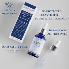 Seraphime copper peptides serum texture closeup captures lightweight absorption.