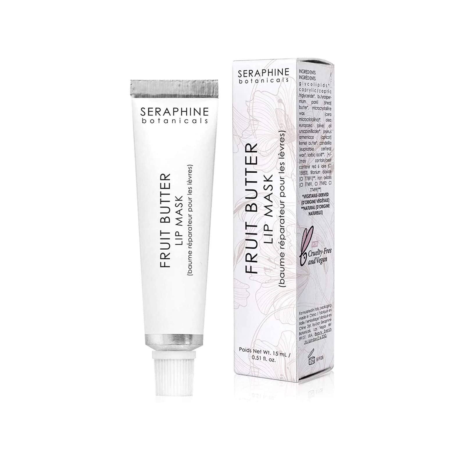Seraphine Botanicals Fruit Butter lip mask in overnight ritual context for nourishment.