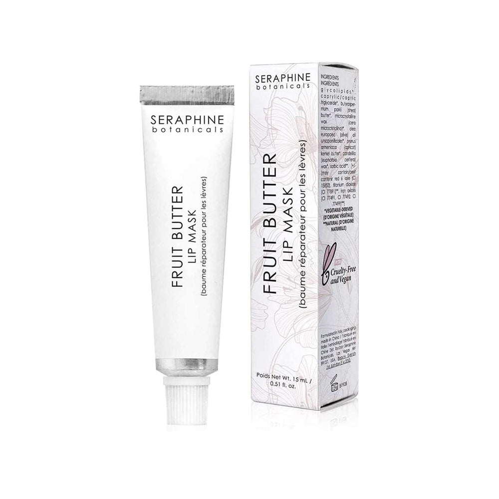 Seraphine Botanicals Fruit Butter lip mask in overnight ritual context for nourishment.