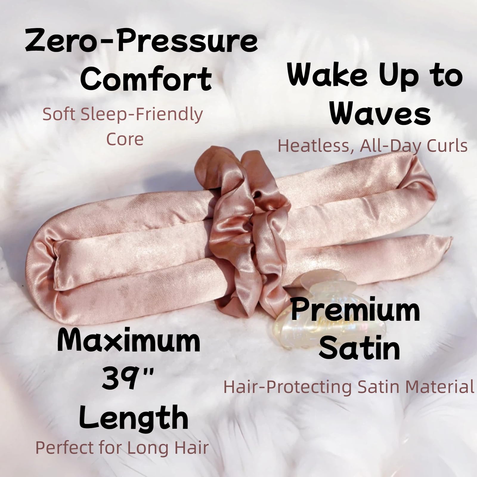 Serenade heatless curl headband in pink designed for comfortable all-night wear.