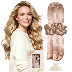 Serenade sparkling satin overnight curler in pink for heatless, damage-free curls while you sleep.