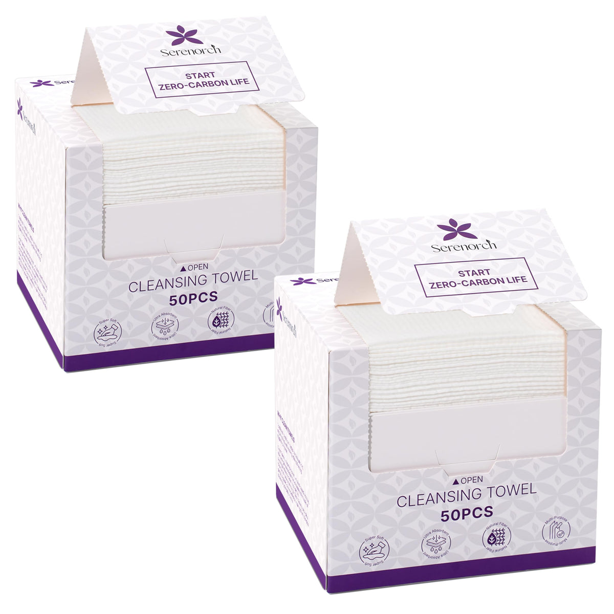 Serenorch disposable face towels 10x12 for full-face cleansing and makeup removal.
