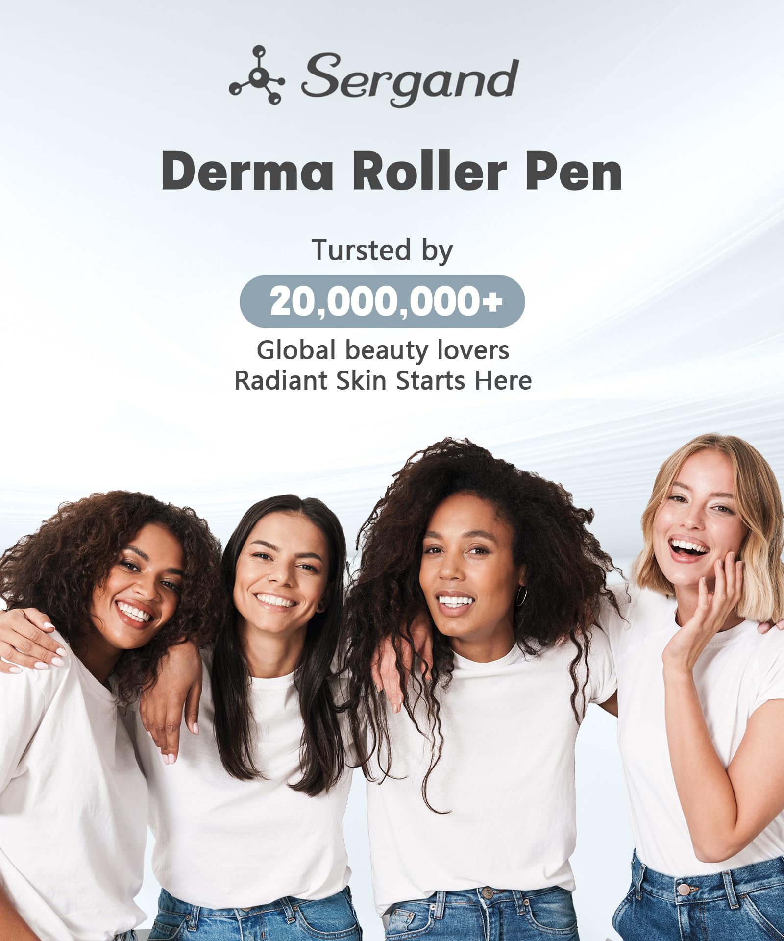 Sergand derma roller pen shown in home routine and self-care moments.