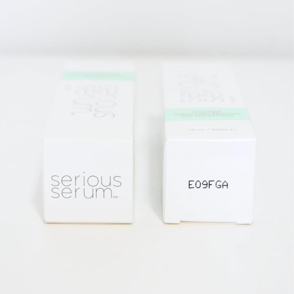 Serious Serum daily-use skin-care near mirror suggests approachable routine.