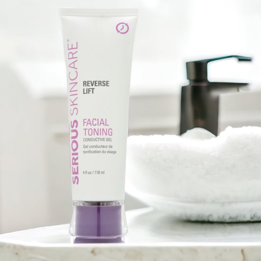 Serious Skincare gel enhances conductivity and glide for facial microcurrent devices.