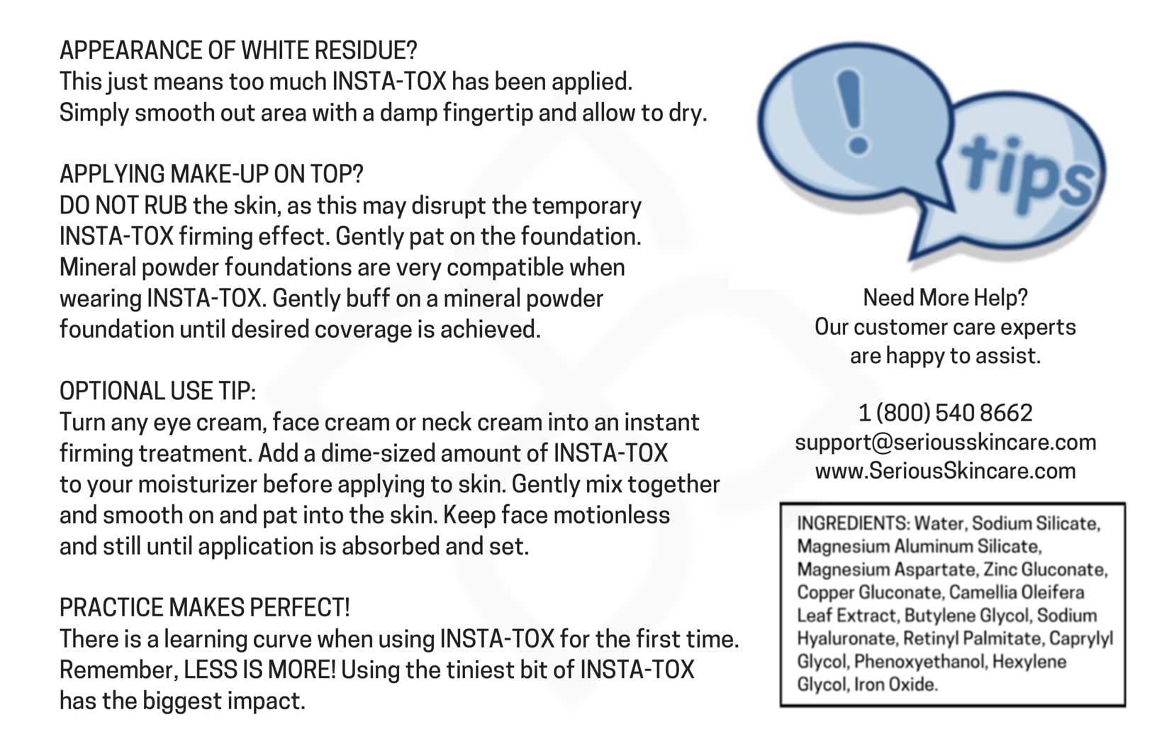 Serious Skincare INSTA-TOX skin closeup showing smooth texture