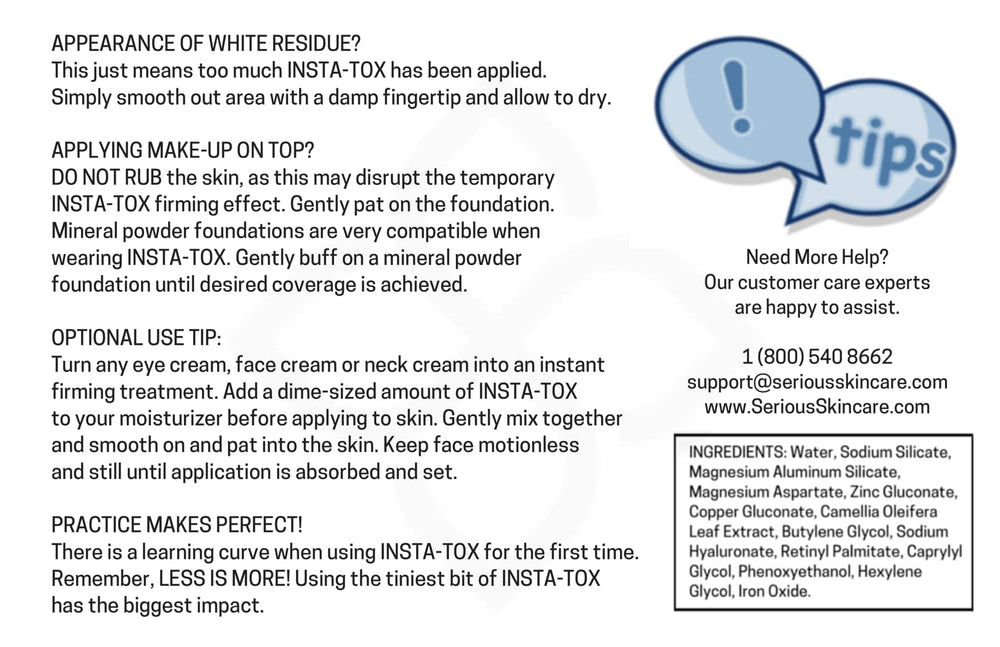 Serious Skincare INSTA-TOX skin closeup showing smooth texture
