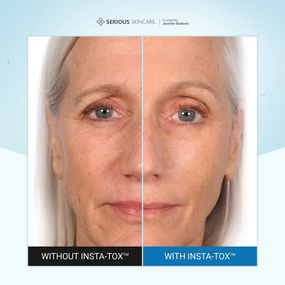 Serious Skincare INSTA-TOX serum texture closeup highlighting silky absorption