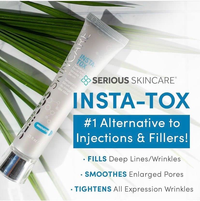 Serious Skincare INSTA-TOX near-eye area shows safe-for-eye-use context.