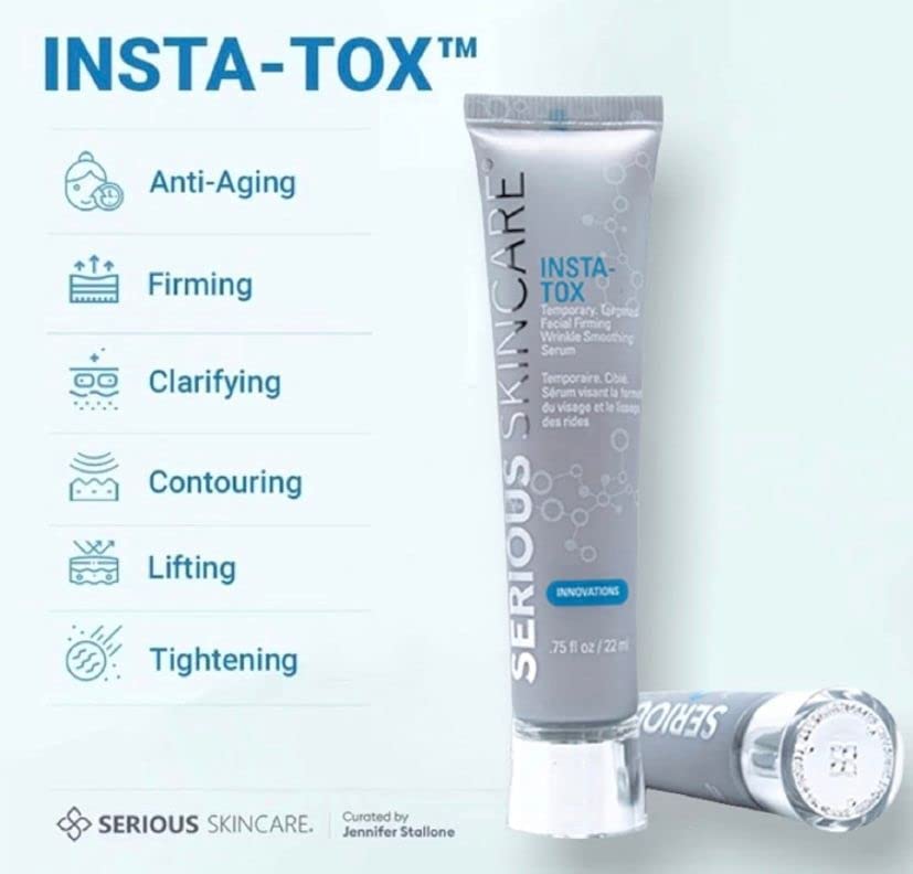 Serious Skincare INSTA-TOX trio pack in hand suggests portable wrinkle-smoothing on the go.