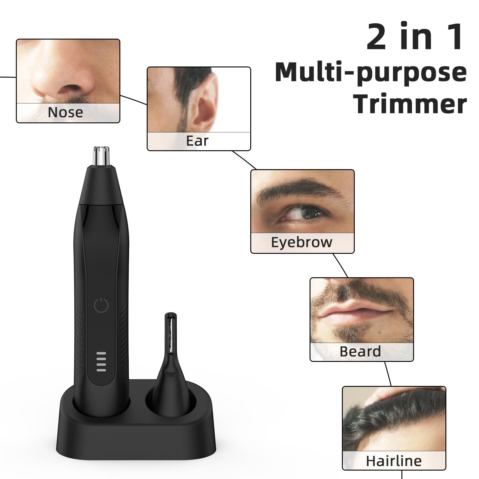 Setonia two-in-one trimmer for nose and eyebrows, ideal for quick on-the-spot grooming.