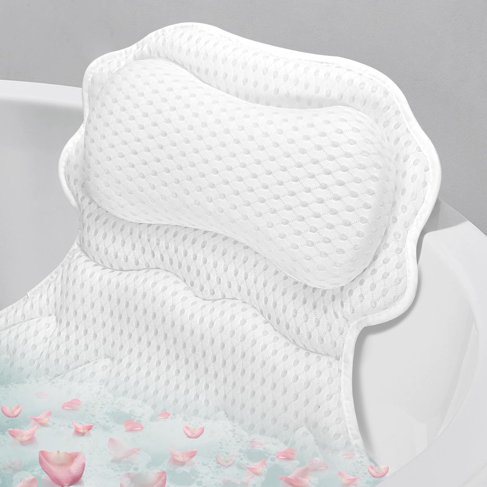 SetSail bath pillow shows ergonomic shape supporting neck and back for a relaxing soak.