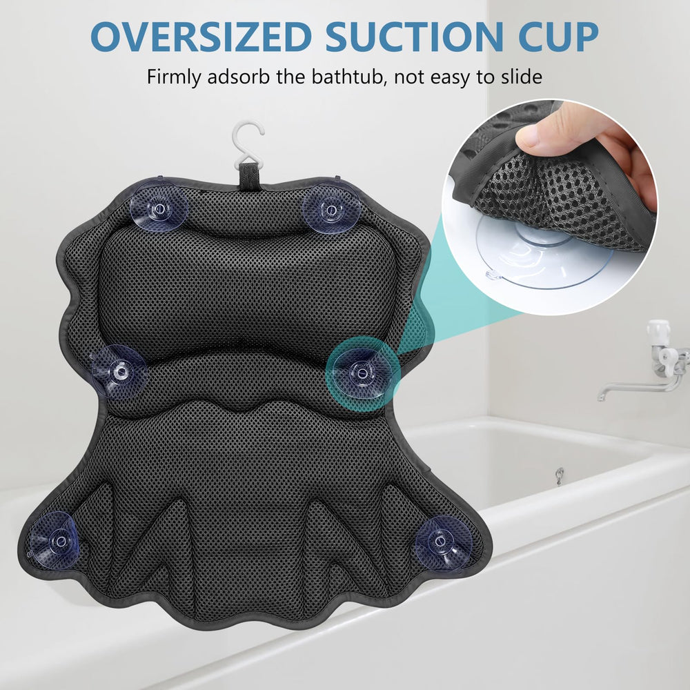 SetSail bath pillow suction cups ensure secure grip.