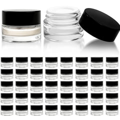 Seuqhck 5ml glass jar with black lid front view for samples and travel