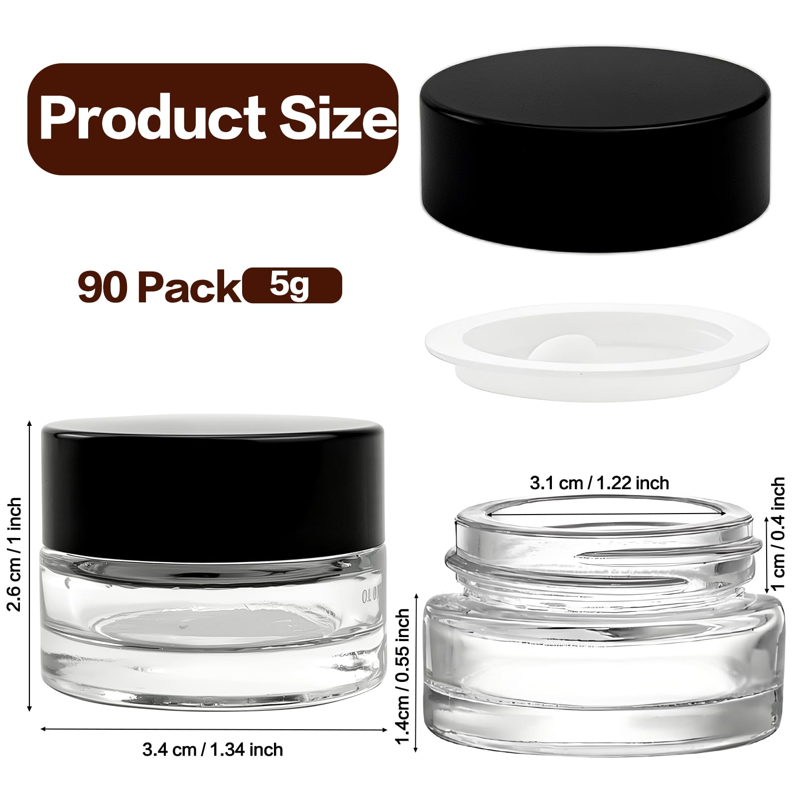 Seuqhck 5ml glass jar side view showing clear material and lid