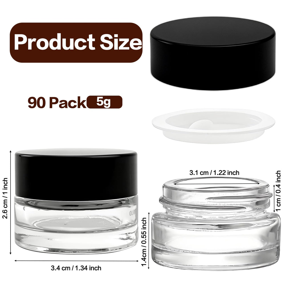 Seuqhck 5ml glass jar side view showing clear material and lid