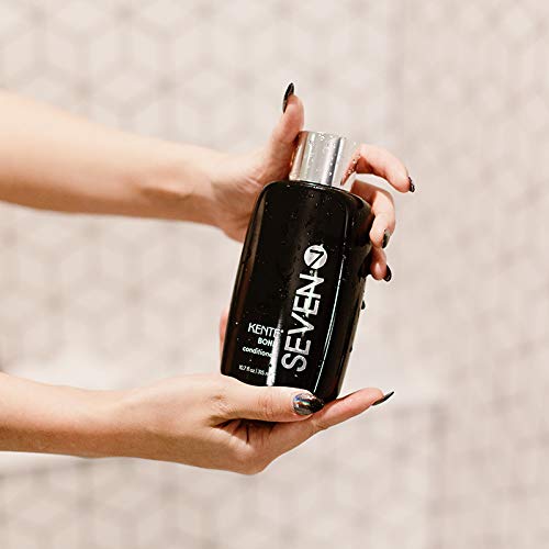 SEVEN KENTE BOND conditioner after-use shine shows healthier-looking ends.