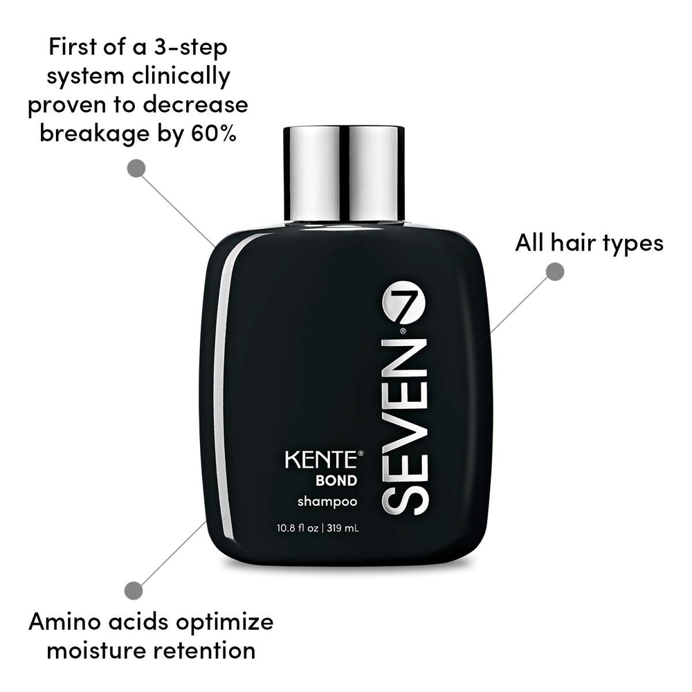 SEVEN KENTE BOND Shampoo foamy lather demonstrates gentle cleansing without harsh sulfates.