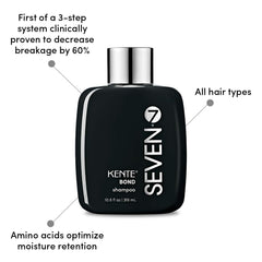 SEVEN KENTE BOND Shampoo foamy lather demonstrates gentle cleansing without harsh sulfates.