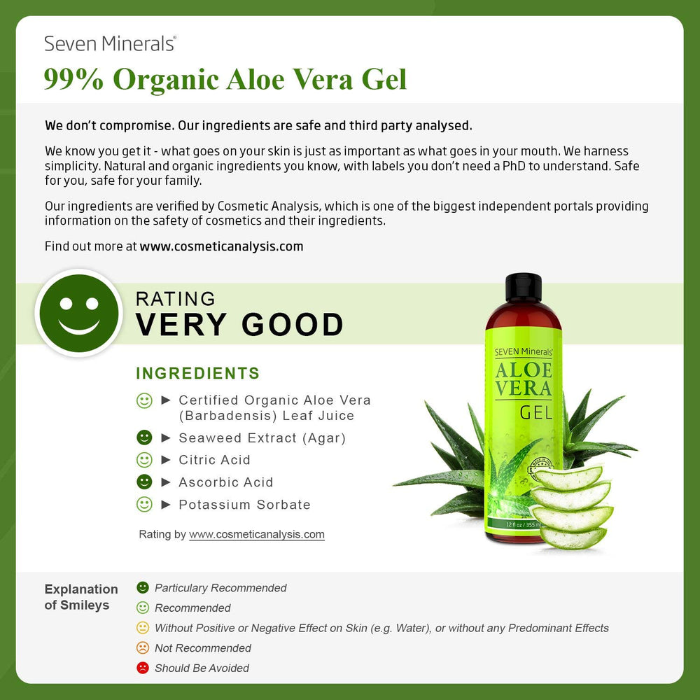 Seven Minerals Aloe Gel texture application demonstrates non-sticky finish on skin