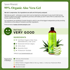 Seven Minerals Aloe Gel texture application demonstrates non-sticky finish on skin