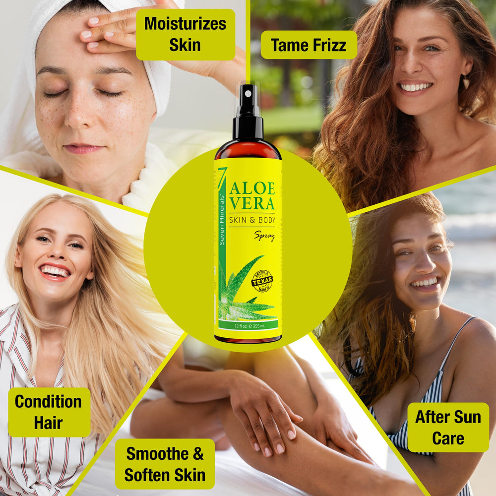 Seven Minerals Aloe Vera Leaf closeup highlights freshly harvested quality for pure hydration.