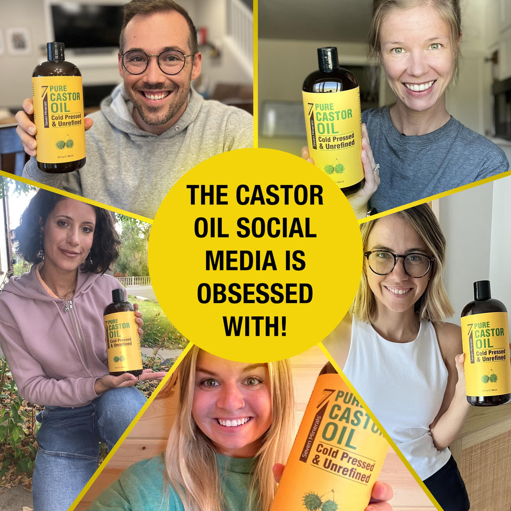 Seven Minerals Castor Oil used for hair growth applications and scalp nourishment.