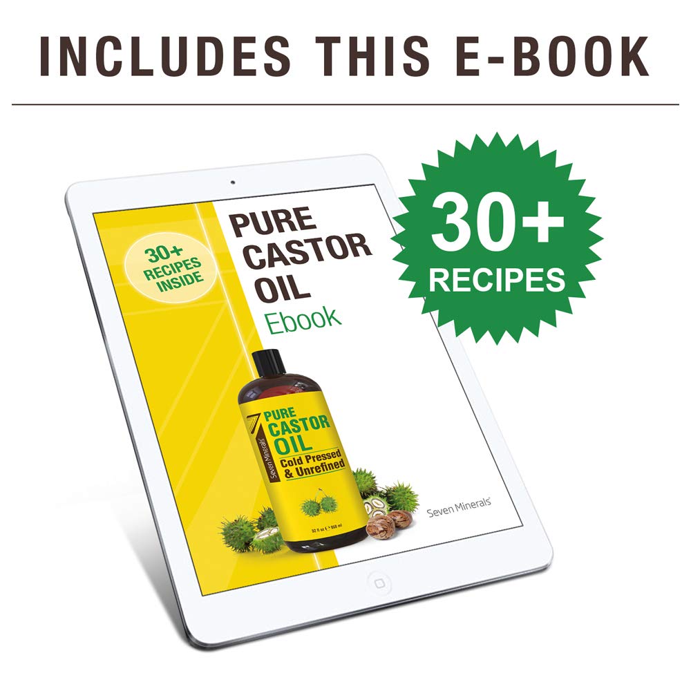Seven Minerals Castor Oil packaging highlights eco-conscious choice.